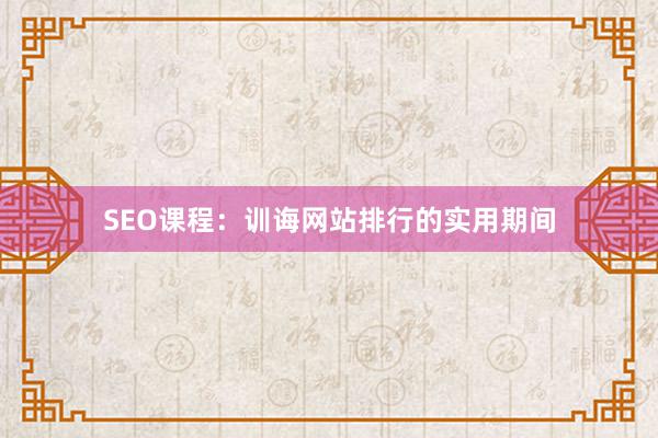 SEO课程：训诲网站排行的实用期间