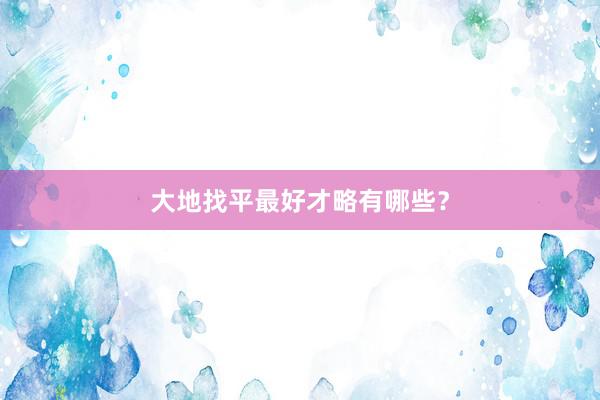 大地找平最好才略有哪些？